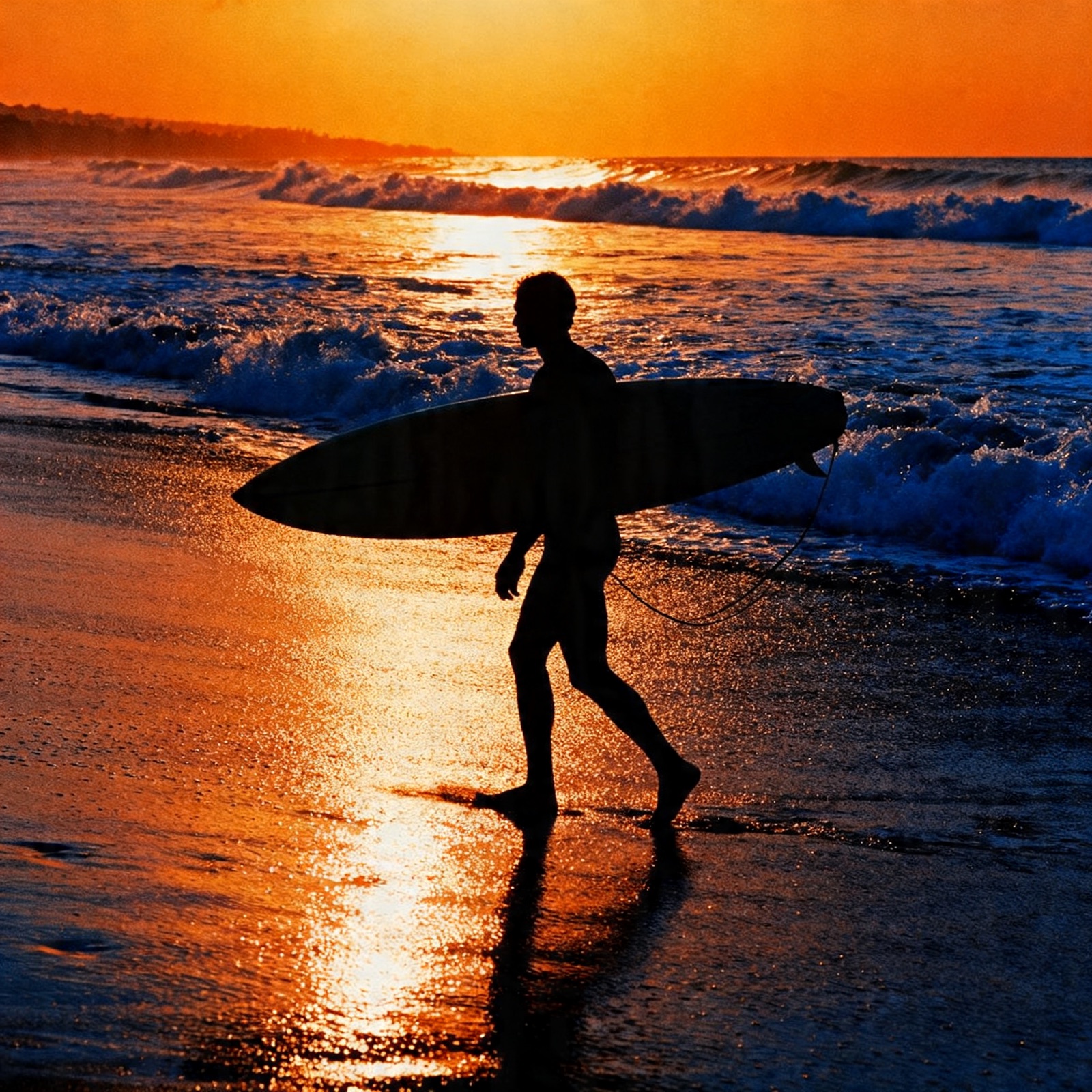 Lone surfer at dawn on Mesari Beach during Surf Day Out